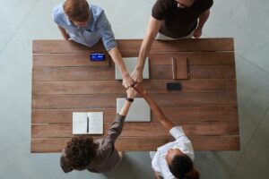 Employees working together to strengthen the company during pandemic